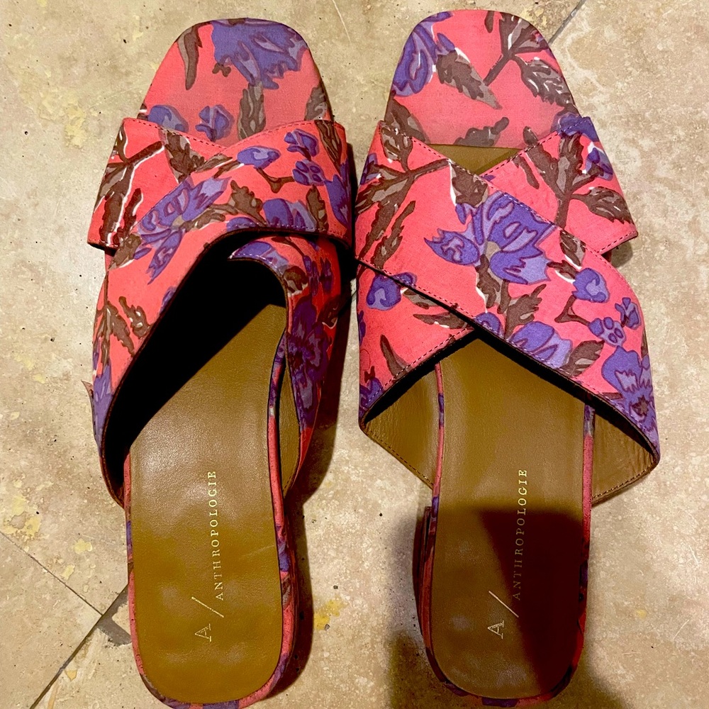 Anthropologie floral slides size 9